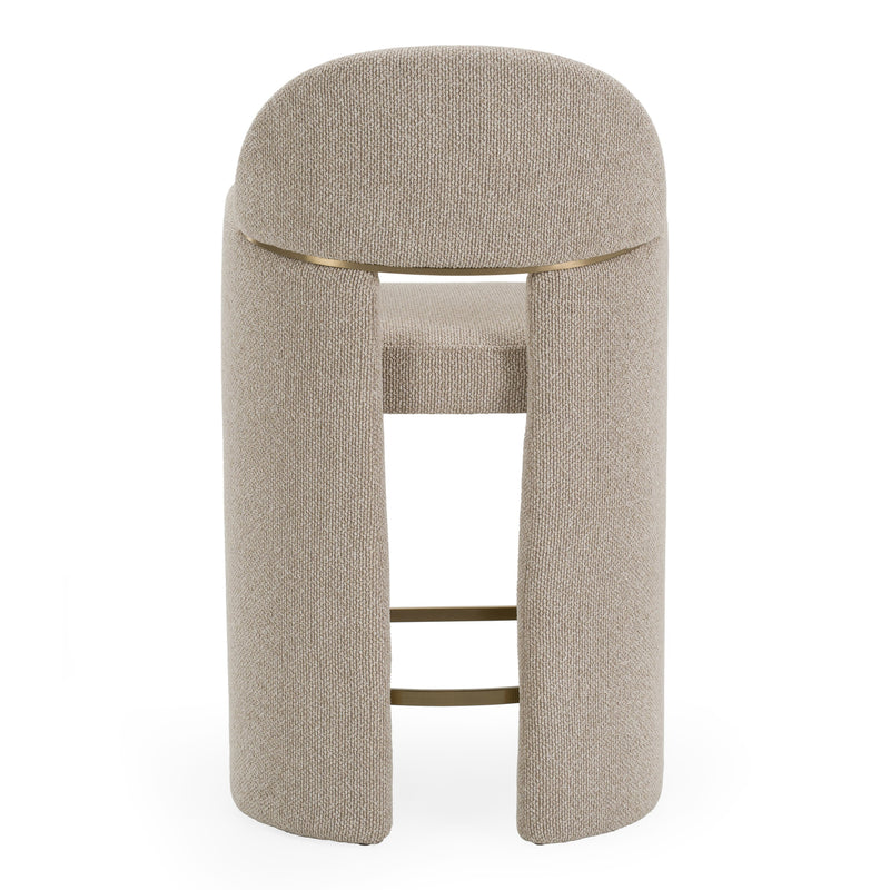 Ashley - Modern Beige Fabric + Brushed Brass Counter Chair — view 5