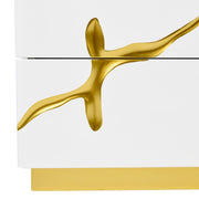 Aspen Modern Wide White and Gold Nightstand — view 5