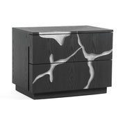 Aspen - Modern Matte Brown Ash & Silver Nightstand — view 2
