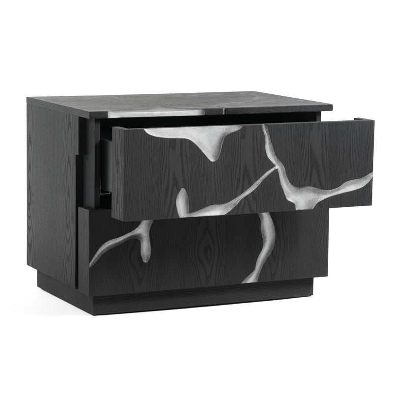 Aspen - Modern Matte Brown Ash & Silver Nightstand — view 4