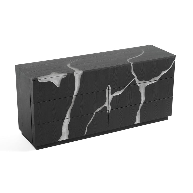 Aspen - Modern Matte Brown Ash & Silver Dresser — view 2