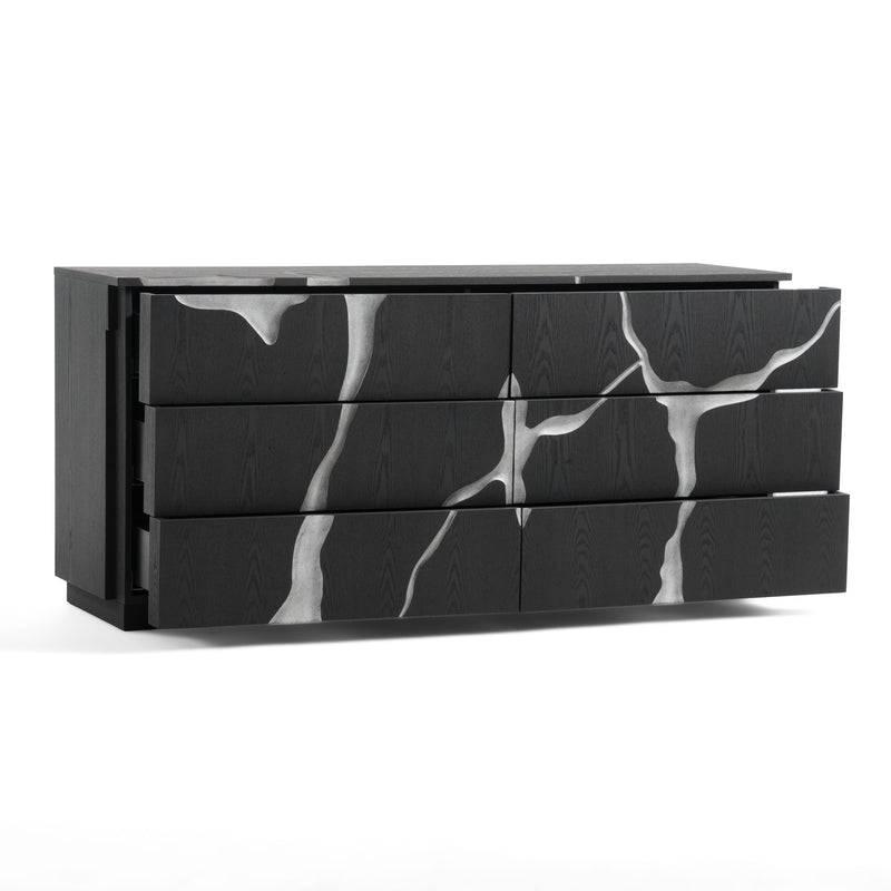 Aspen - Modern Matte Brown Ash & Silver Dresser — view 4