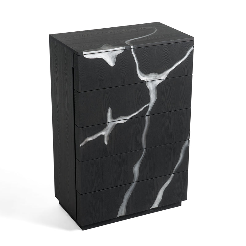 Aspen - Modern Matte Brown Ash & Silver Chest — view 2