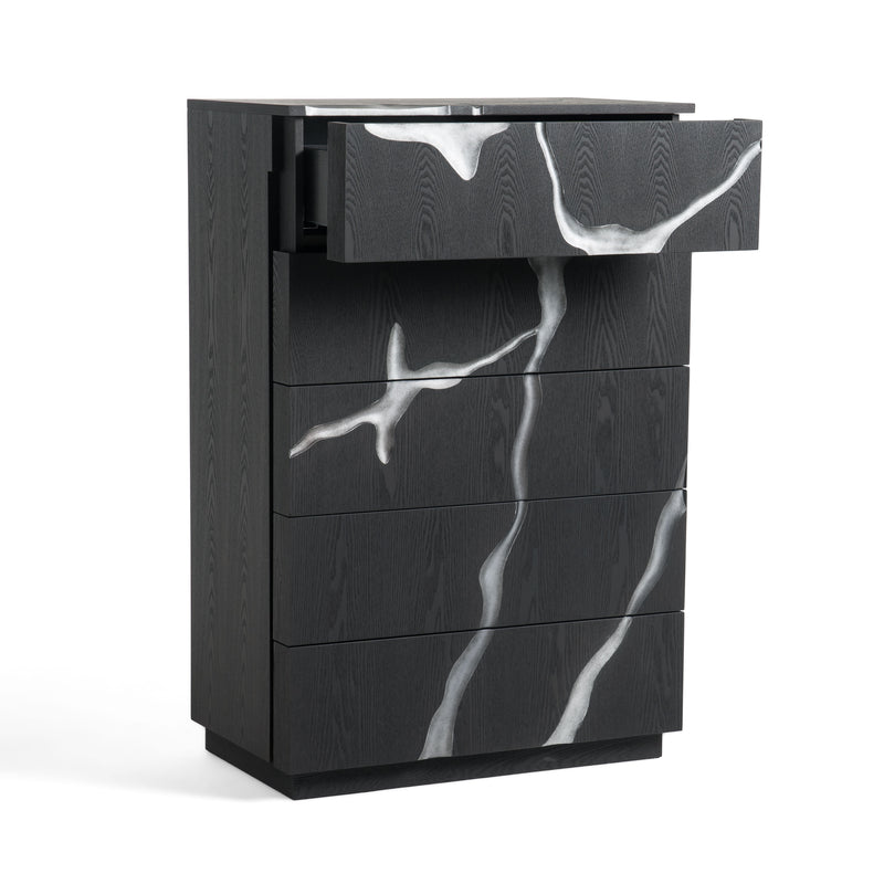 Aspen - Modern Matte Brown Ash & Silver Chest — view 3