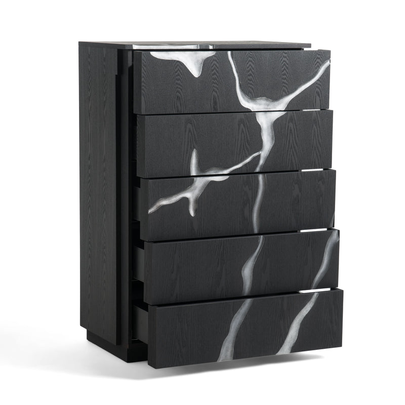 Aspen - Modern Matte Brown Ash & Silver Chest — view 4