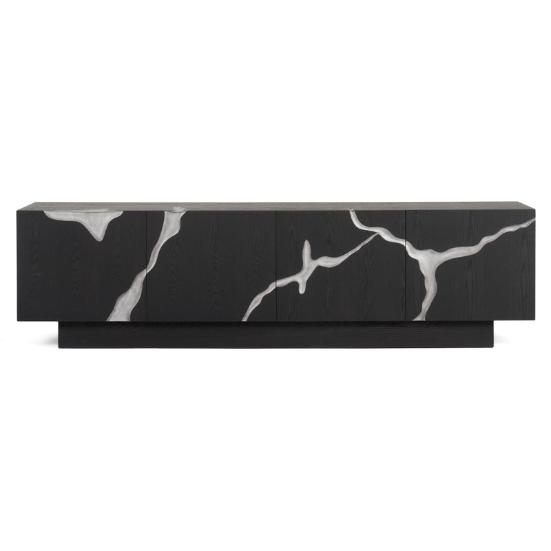 Aspen - Modern Matte Brown Ash & Silver TV Stand — view 5