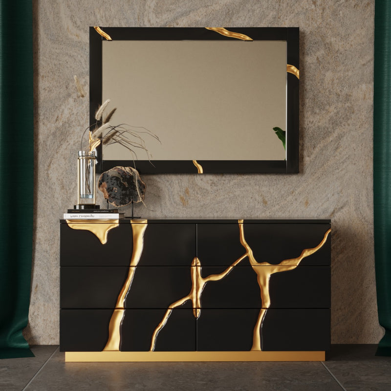Aspen - Modern Black + Gold 4-Piece Bedroom Set — view 2