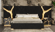 Aspen - Modern Black + Gold 4-Piece Bedroom Set