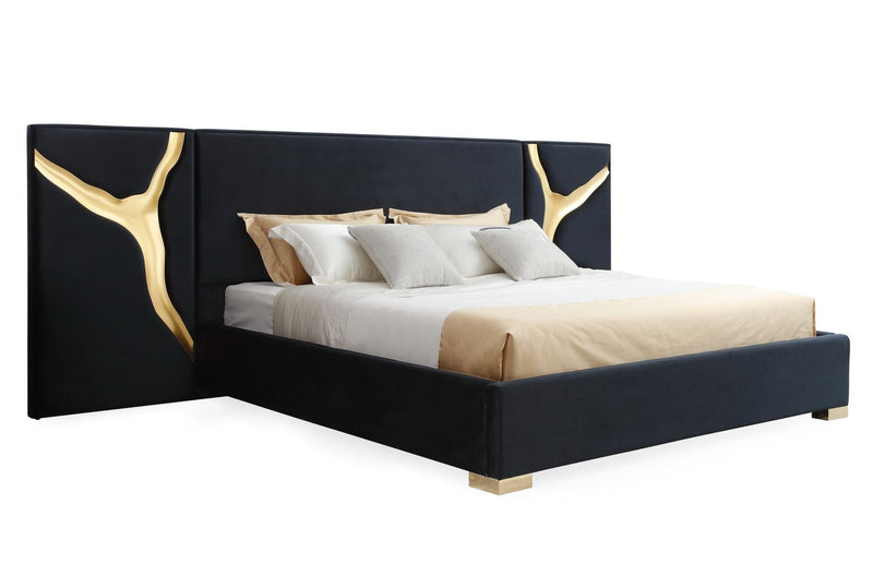 Aspen - Modern Black + Gold 4-Piece Bedroom Set — view 3