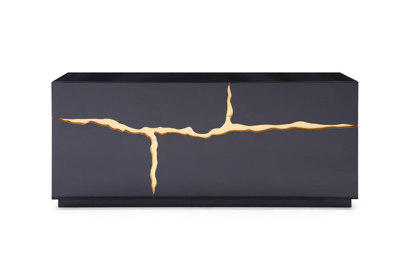 Aspen - Modern High Gloss Black & Gold Buffet — view 3