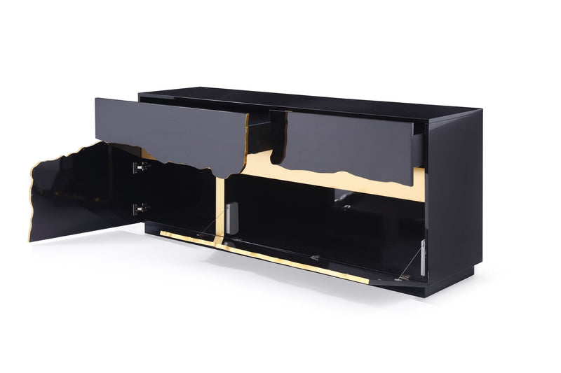 Aspen - Modern High Gloss Black & Gold Buffet — view 4