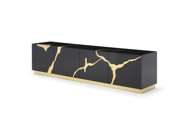 Aspen - Modern Black & Gold TV Stand — view 3