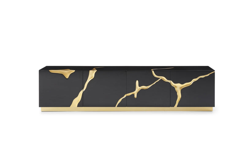 Aspen - Modern Black & Gold TV Stand — view 4