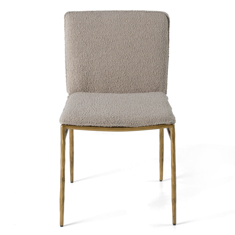 Atlanta - Modern Beige Fabric & Brass Dining Chair
