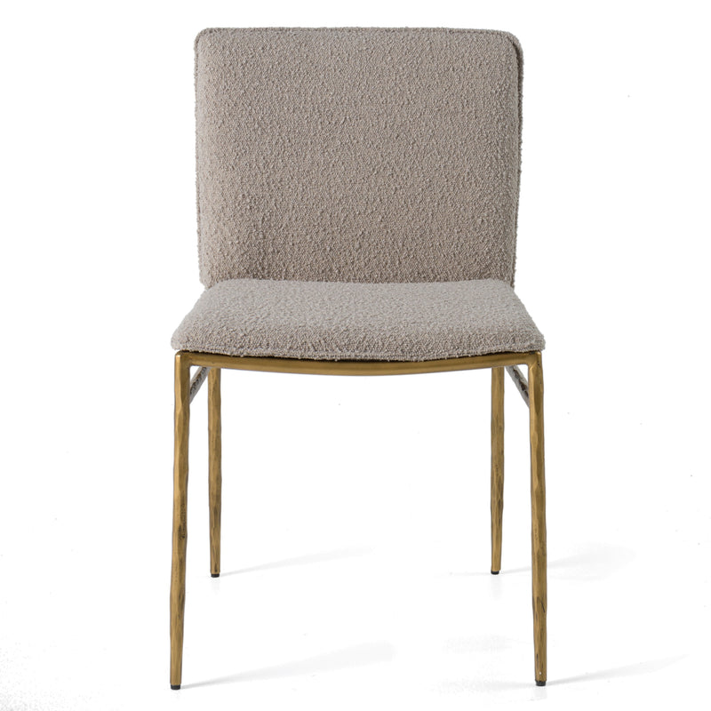 Atlanta - Modern Beige Fabric & Brass Dining Chair — view 2