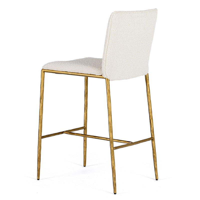 Atlanta - Modern Off-White Fabric & Brass Counter Chair — view 2