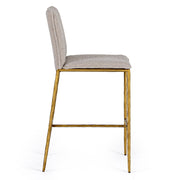 Atlanta - Modern Beige Fabric & Brass Counter Chair — view 3