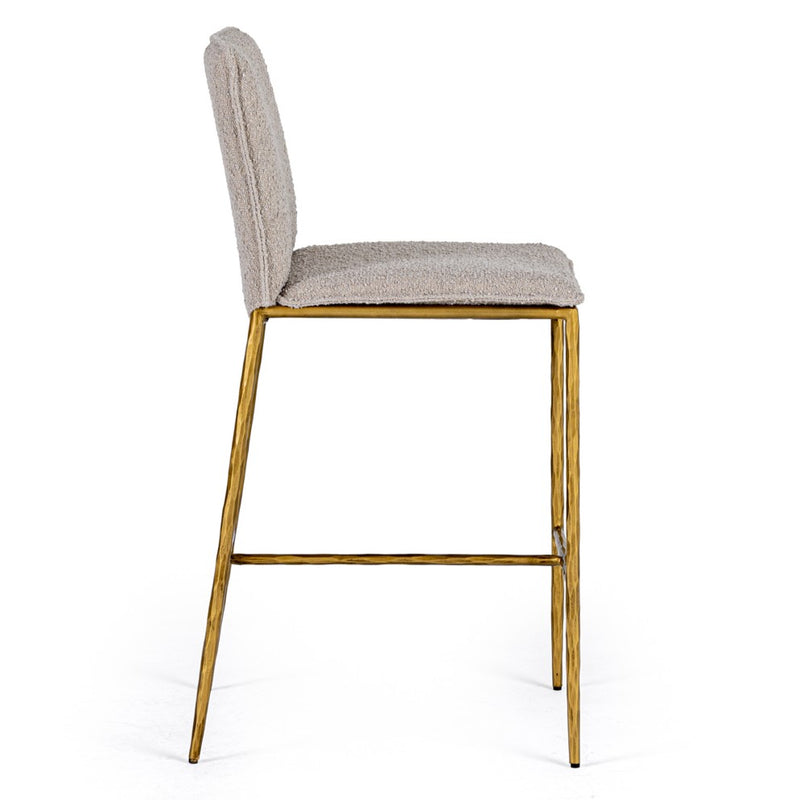 Atlanta - Modern Beige Fabric & Brass Counter Chair — view 3