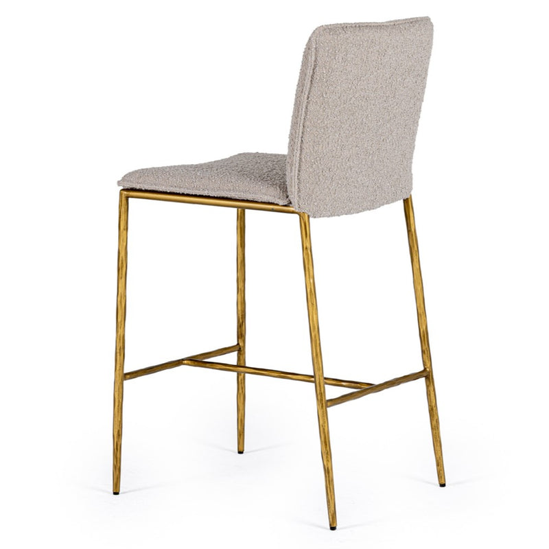 Atlanta - Modern Beige Fabric & Brass Counter Chair — view 2