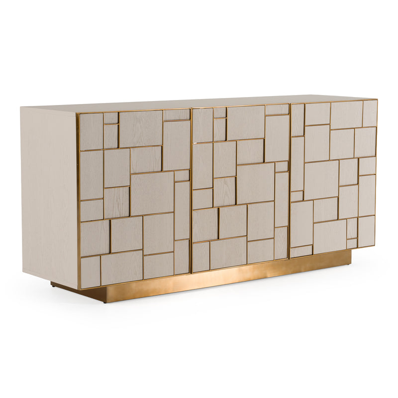 Auer - Mid-Century Modern Cream Ash + Gold Buffet — view 3