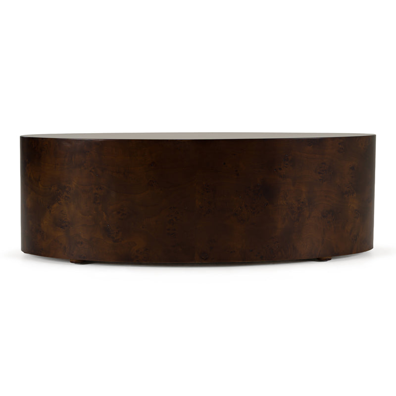 August - Modern Dark Walnut Burl Oval Coffee Table — view 4