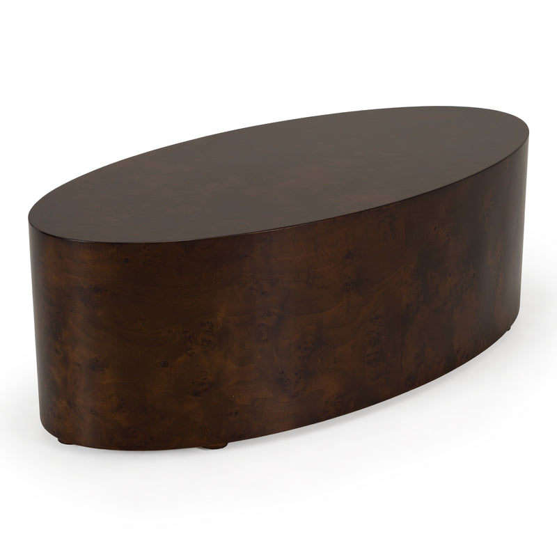 August - Modern Dark Walnut Burl Oval Coffee Table — view 5