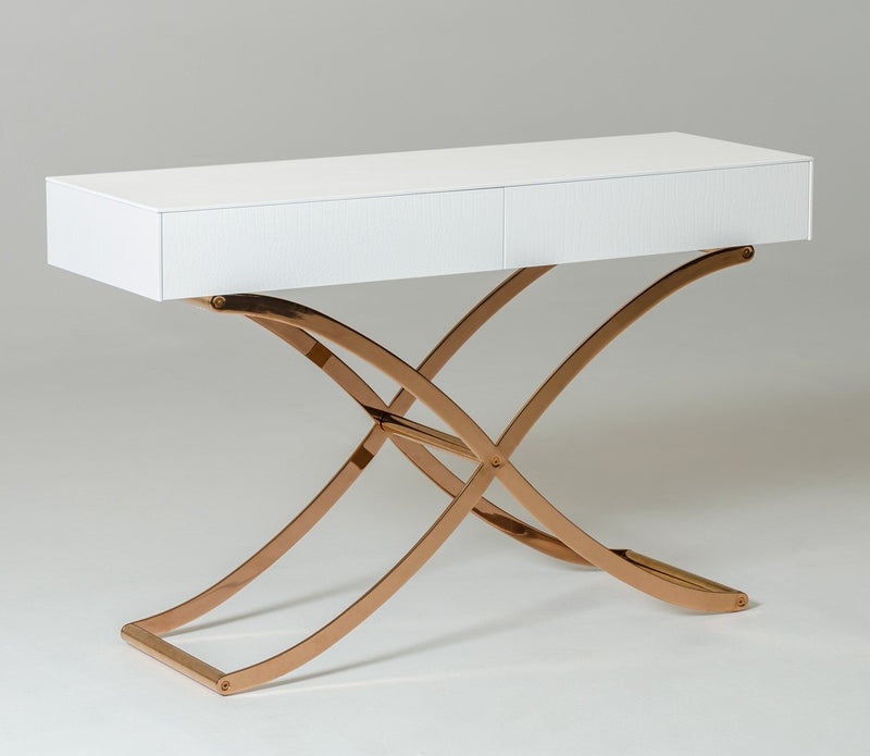 Aversa Modern White Crocodile Console Table & Mirror — view 4