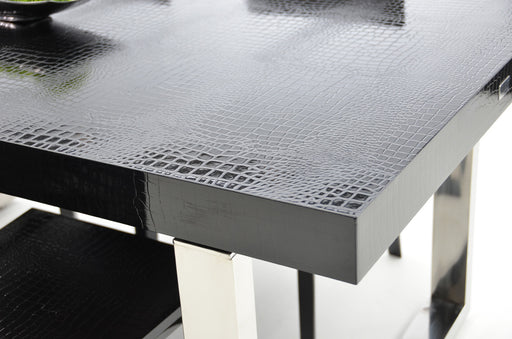 Skyline Modern Black Crocodile Lacquer Extendable Dining Table — view 2