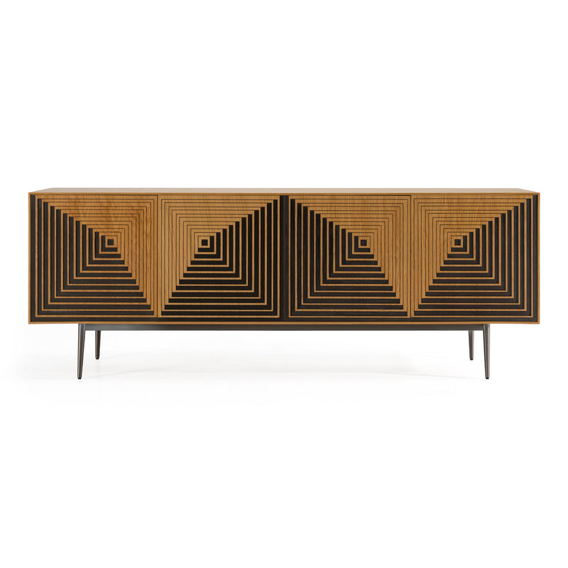 Azteca - Modern White Oak + Black Geometric Pattern Buffet