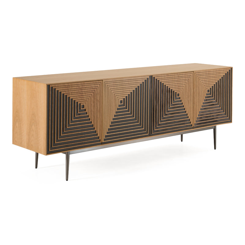 Azteca - Modern White Oak + Black Geometric Pattern Buffet — view 2