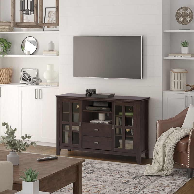 Artisan - Tall TV Media Stand - Dark Chestnut Brown - R&R Furniture Gallery (Fountain Valley, CA)
