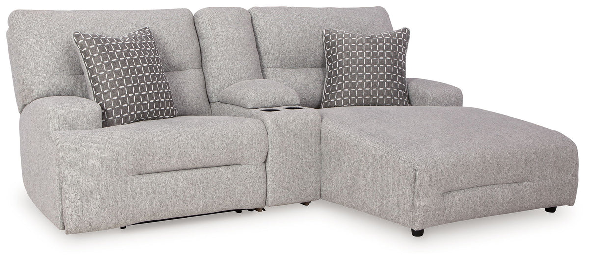 Acklen Place - 4 Pc. - 3-Piece Power Reclining Sectional Sofa With Raf Chaise, Wide Seat Power Recliner - Pewter - R&R Furniture Gallery (Fountain Valley, CA)