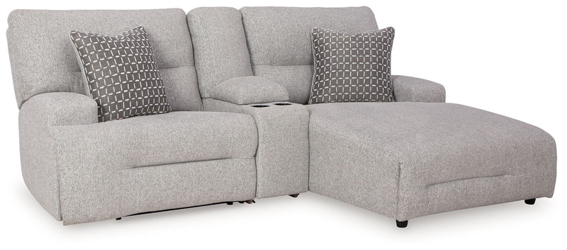 Acklen Place - 4 Pc. - 3-Piece Power Reclining Sectional Sofa With Raf Chaise, Wide Seat Power Recliner - Pewter - R&R Furniture Gallery (Fountain Valley, CA)