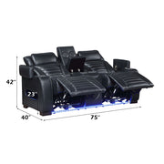 Ephron - Power Motion Loveseat With Console, Power Headrests, LED & Speakers - Black - R&R Furniture Gallery (Fountain Valley, CA)
