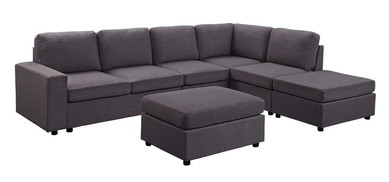 Cassia - 7 Seat Reversible Modular Sectional Sofa With Ottoman - R&R Furniture Gallery (Fountain Valley, CA)