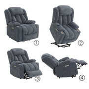 Omarion - Power Recliner With Lift, Heating & Massage - Blue Chenille - R&R Furniture Gallery (Fountain Valley, CA)
