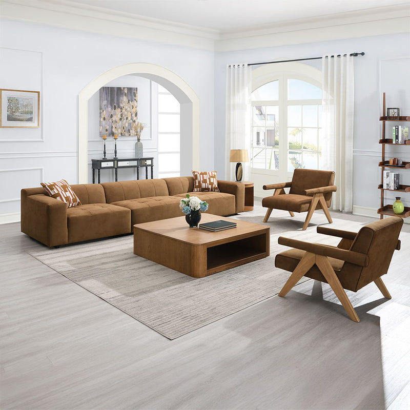 Zoey - Accent Chair - Chocolate Suede & Oak - R&R Furniture Gallery (Fountain Valley, CA)