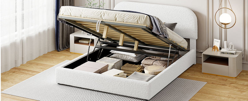 Upholstered Platform Bed With Hydraulic Storage System - R&R Furniture Gallery (Fountain Valley, CA)