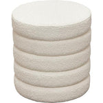 Helix Round Accent Ottoman in Ivory Boucle fabric