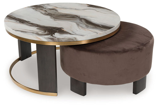 Jazmore - Nesting Cocktail Tables (Set of 2) - Brown / Brass Finish - R&R Furniture Gallery (Fountain Valley, CA)