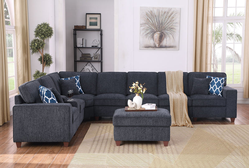 Lily - Sectional Sofa With Ottoman - Black - R&R Furniture Gallery (Fountain Valley, CA)