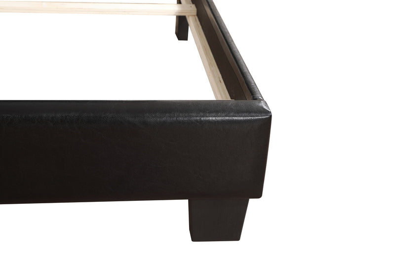 Upholstered Caldwell bed by Glory Furniture featuring a padded headboard and neutral fabric for a stylish bedroom centerpiece.