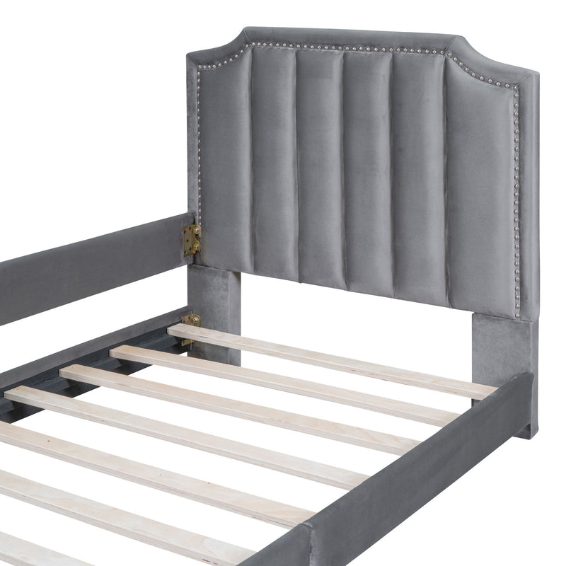 Upholstered Daybed With Classic Stripe Shaped Headboard - R&R Furniture Gallery (Fountain Valley, CA)
