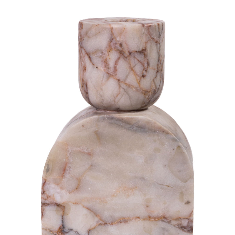 Marble Foundation Candle Holder - White Brown - R&R Furniture Gallery (Fountain Valley, CA)