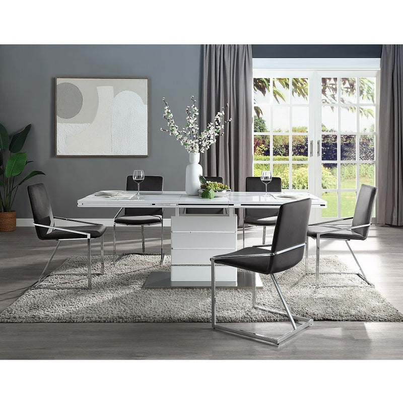 Zlatan - Side Chair (Set of 2) - Gray Velvet & Chrome - R&R Furniture Gallery (Fountain Valley, CA)