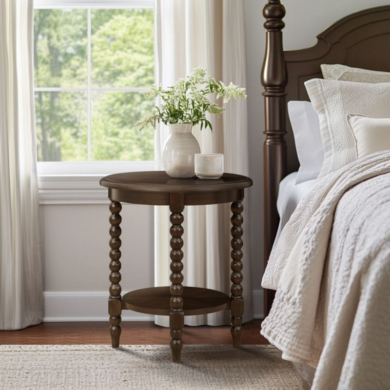 Philippe - Round End Table With Shelf - Brown - R&R Furniture Gallery (Fountain Valley, CA)