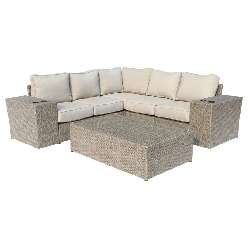 Outdoor Wicker Sectional With Weather Resistant Cushions And Table - R&R Furniture Gallery (Fountain Valley, CA)