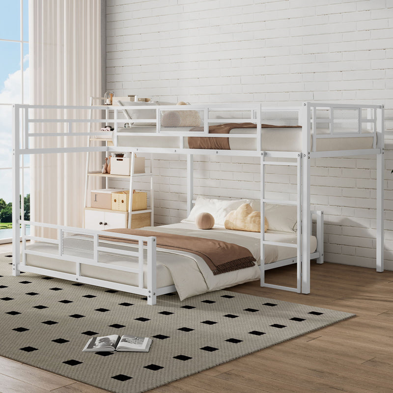 Dreamland L-shaped bunk bed with safety features, showcasing sturdy wooden frame and space-saving design for kids' bedrooms.