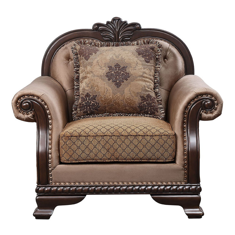 Chateau De Ville - Chair With Pillow (Same Lv01590) - Fabric & Espresso - R&R Furniture Gallery (Fountain Valley, CA)