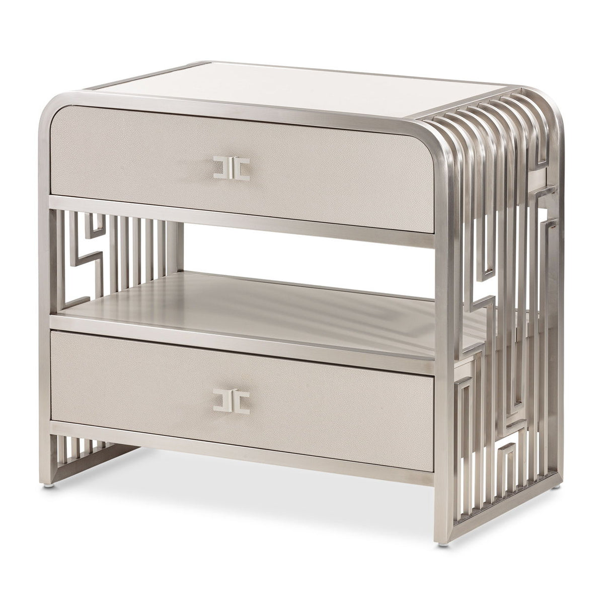 Roxbury Park - Metal Nightstand - Stainless Steel - R&R Furniture Gallery (Fountain Valley, CA)